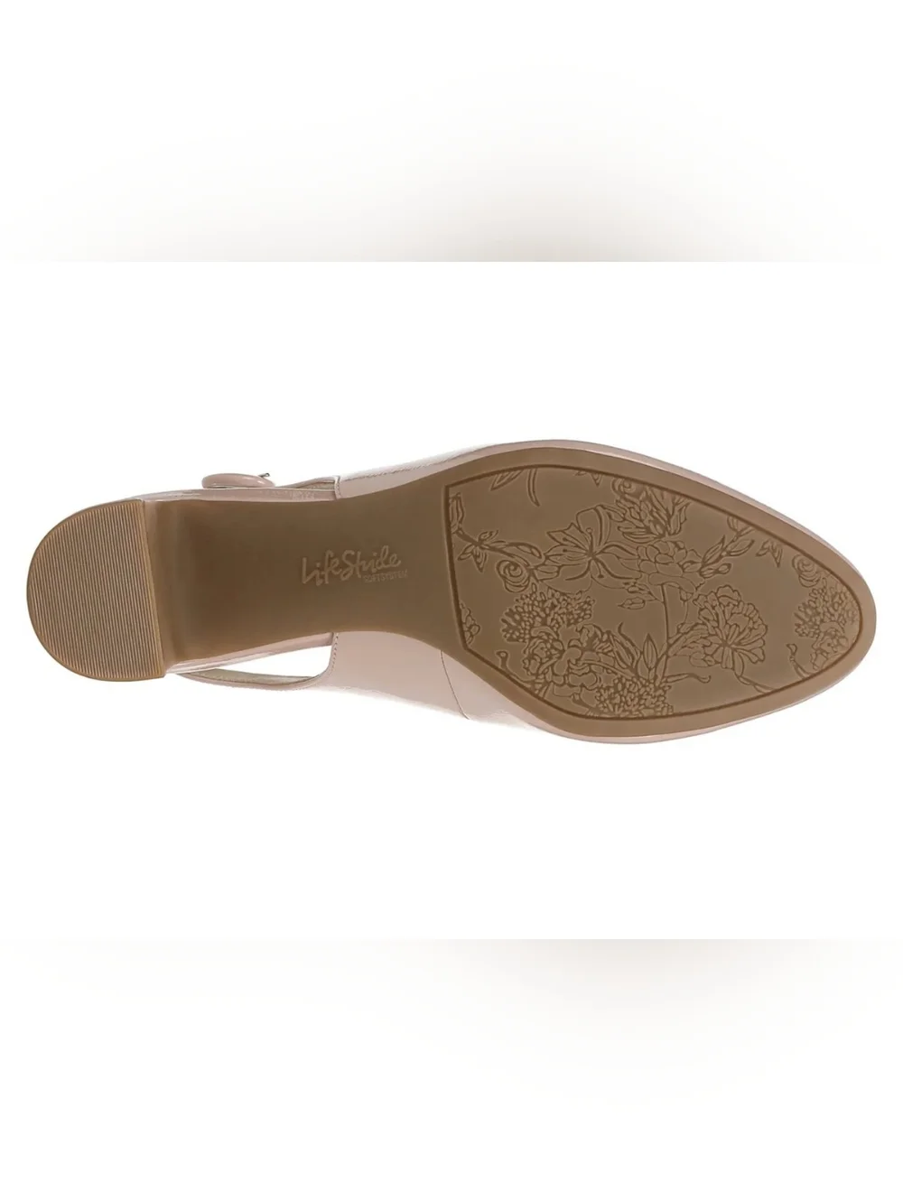 NEW LifeStride Tia Slingback Block Heel Pump in Beige Patent Size 10